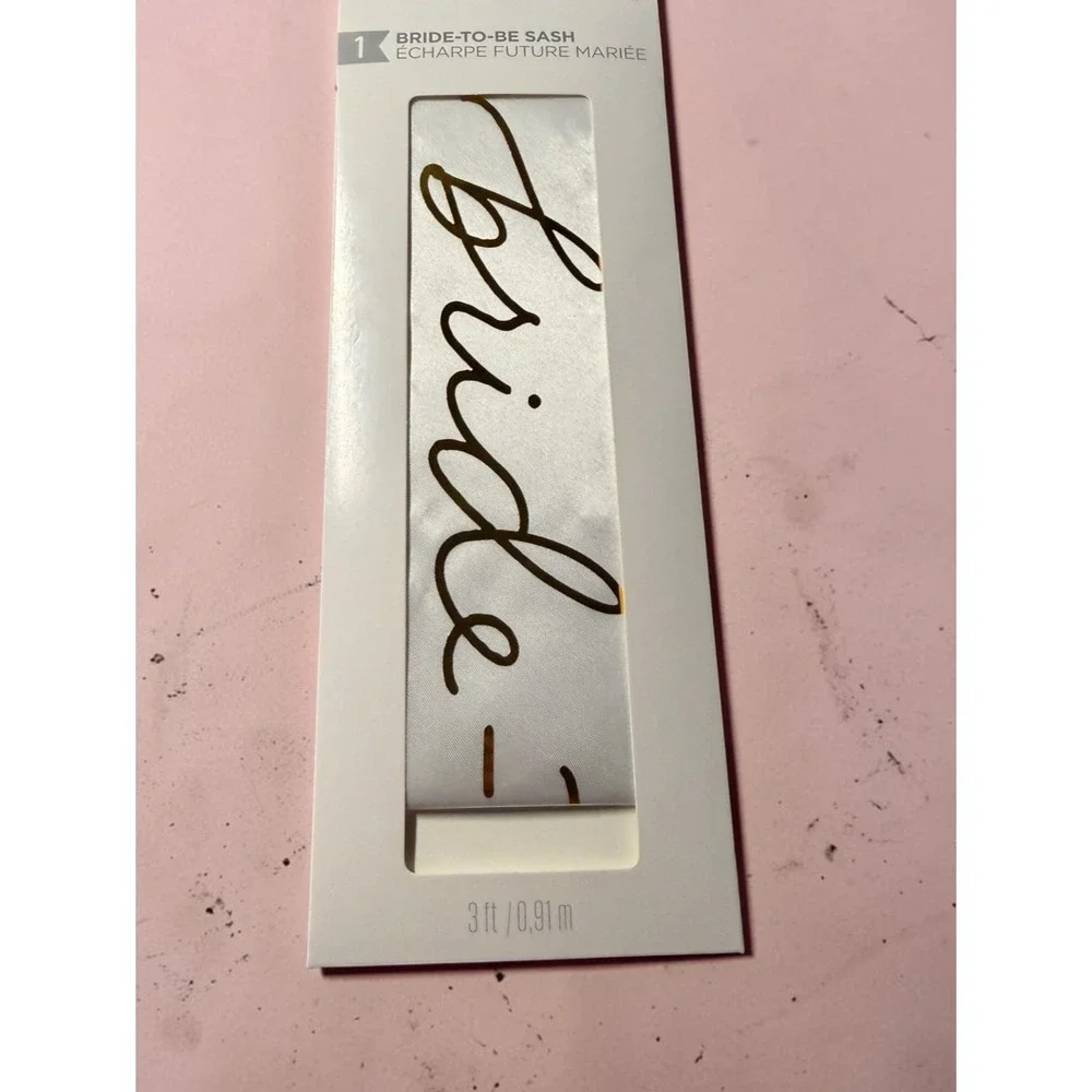 White with‎ Gold Lettering Bride to Be Sash